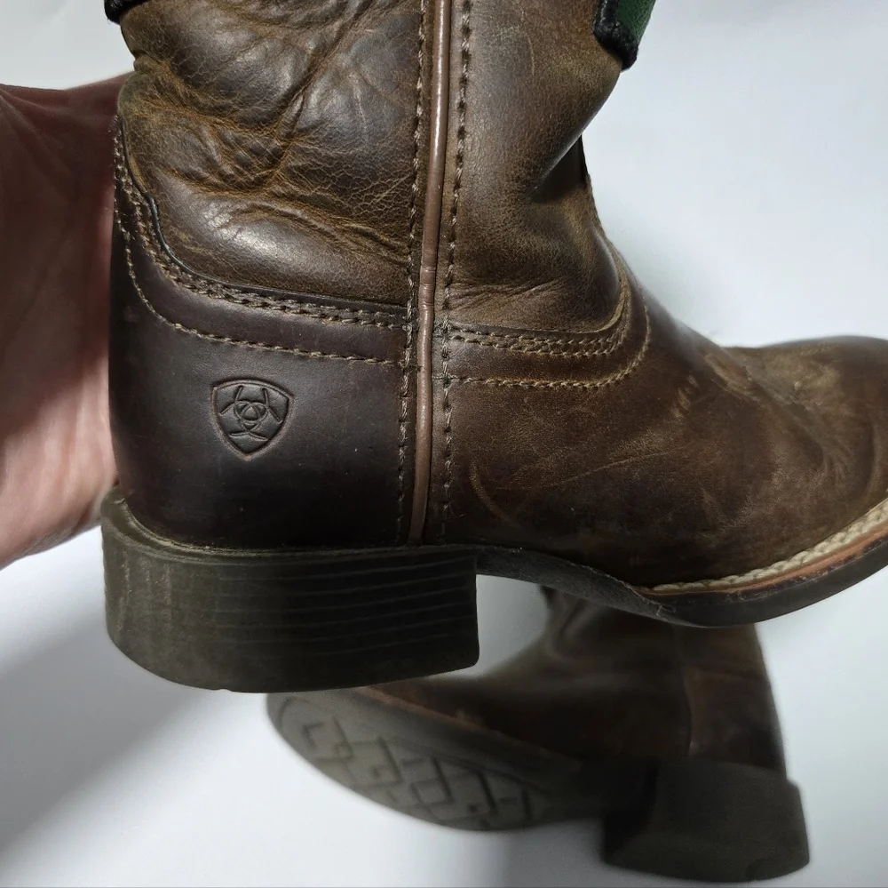 Ariat Orgullo Mexicano II Boots Size 9 Leather Upper Mexican Flag Heritage Pride